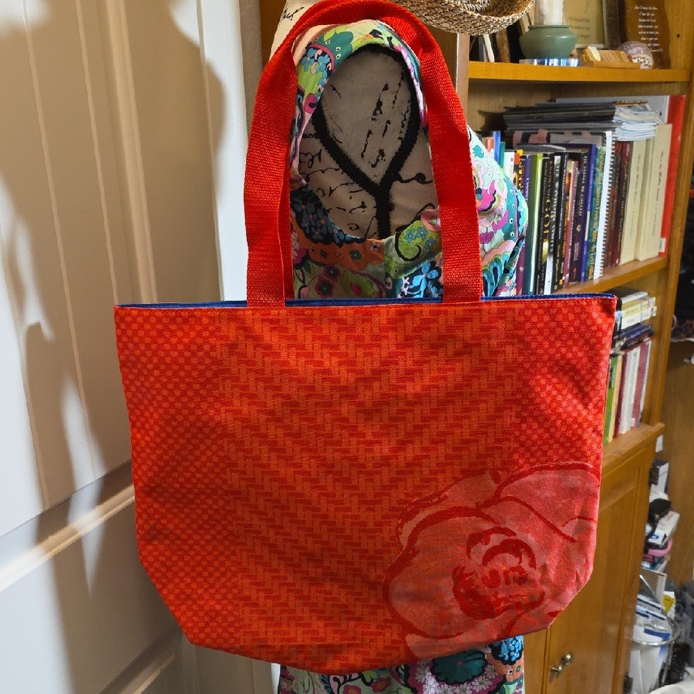 Lancome Red Floral Tote Bag